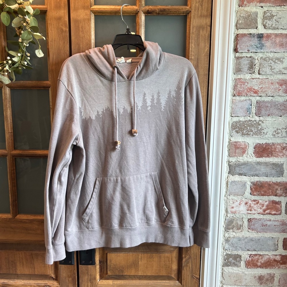 tentree Juniper Hoodie Mens XL Taupe‎ Organic Cotton Pine Tree Graphic
